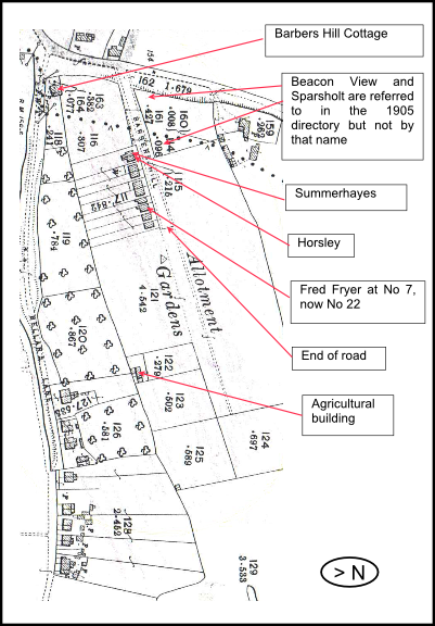 1904 Map showing Barbers Hill and its original 10 houses
